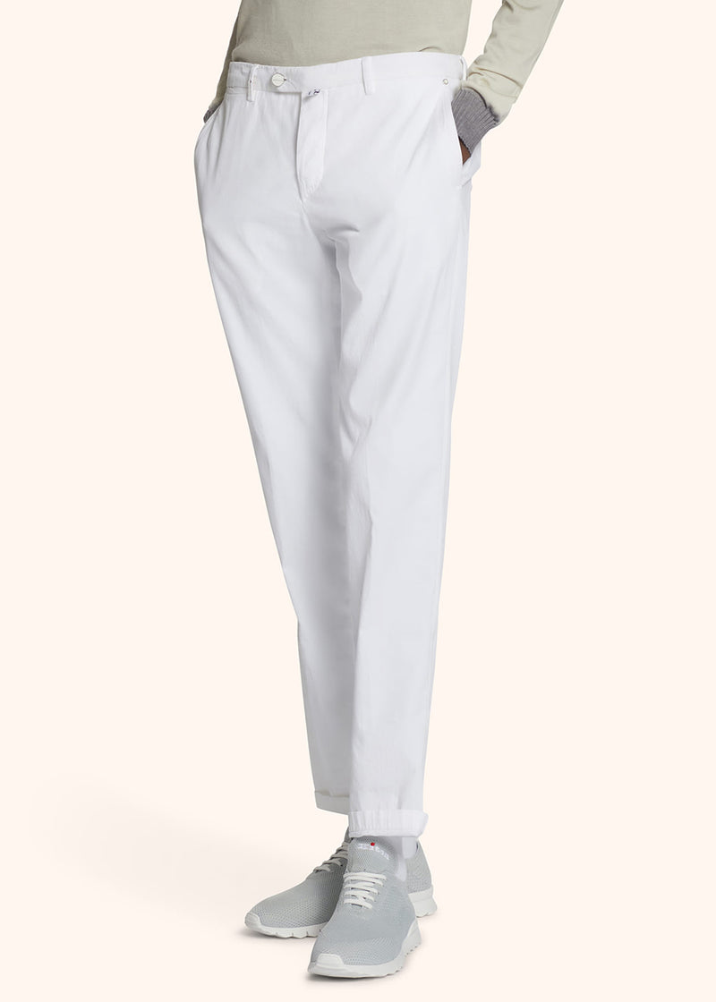 Kiton optical white trousers for man, made of cotton - 2