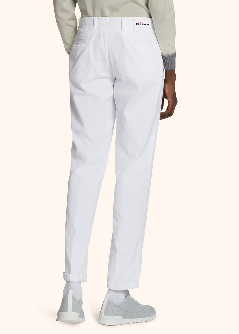 Kiton optical white trousers for man, made of cotton - 3