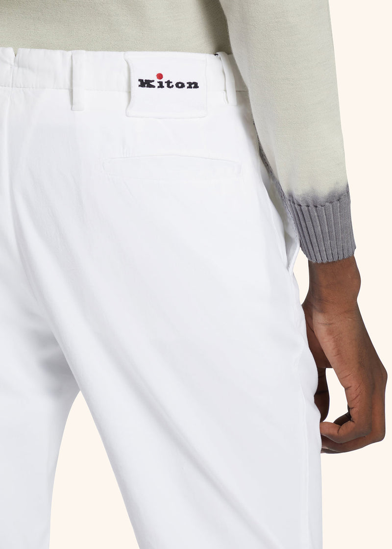 Kiton optical white trousers for man, made of cotton - 4