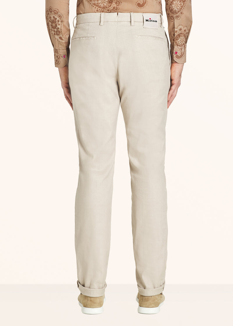 Kiton beige trousers for man, made of linen - 3