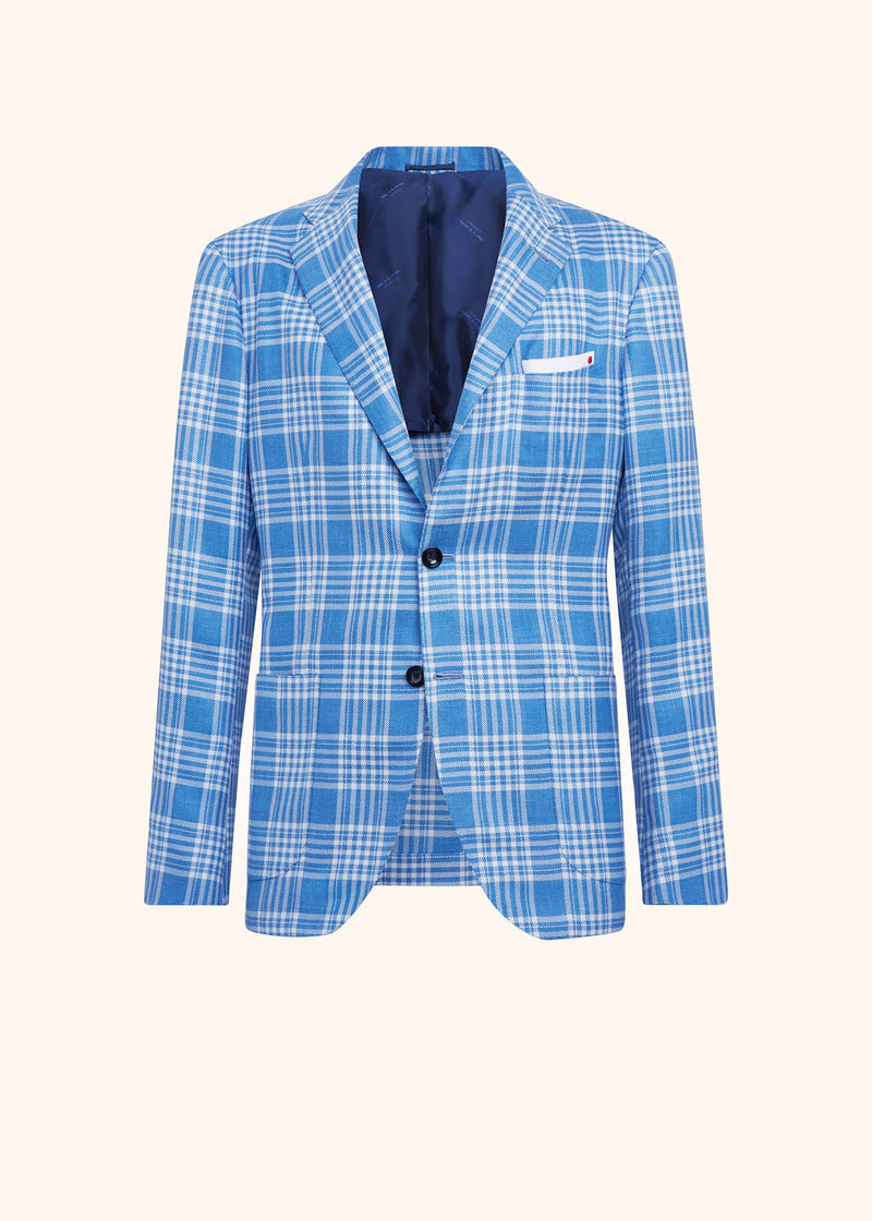 Kiton blue single-breasted jacket for man, made of cashmere