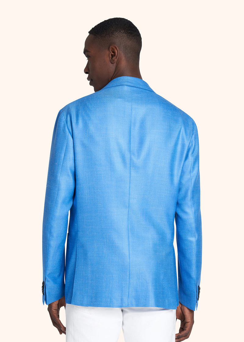 Kiton blue single-breasted jacket for man, made of cashmere - 3