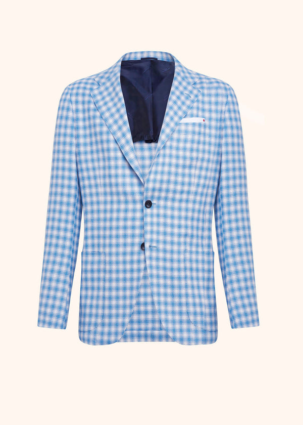 Kiton blue single-breasted jacket for man, made of cashmere