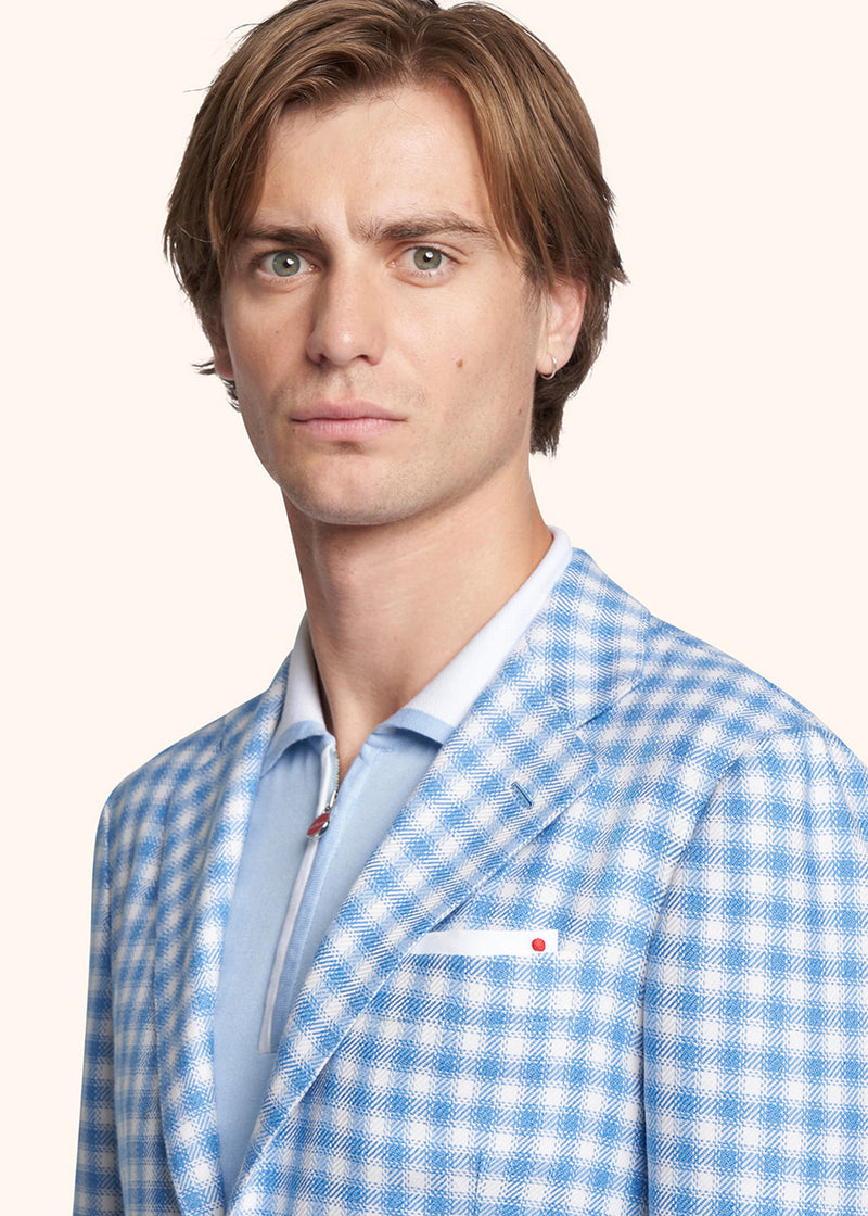 Kiton blue single-breasted jacket for man, made of cashmere - 4