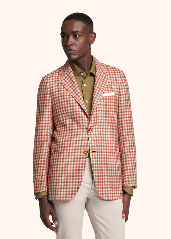Kiton red single-breasted jacket for man, made of cashmere - 2