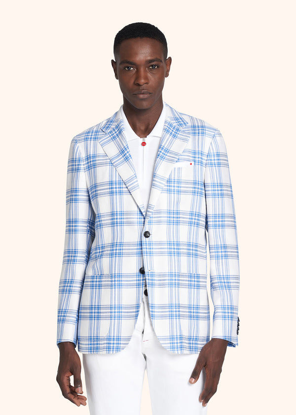 Kiton blue single-breasted jacket for man, made of silk - 2
