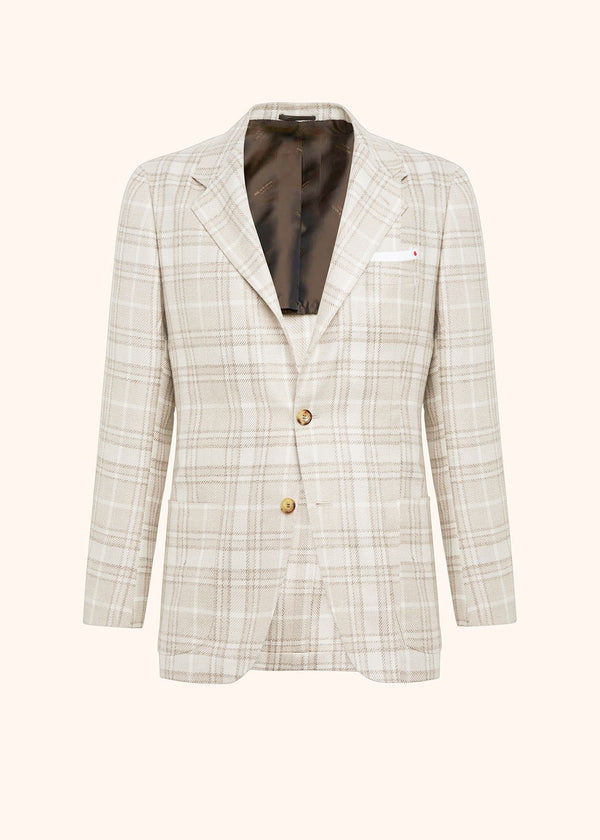 Kiton beige single-breasted jacket for man, made of wool