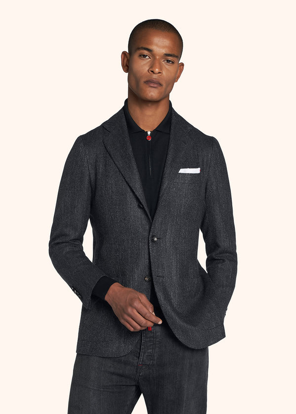 Kiton dark grey single-breasted jacket for man, made of cashmere - 2