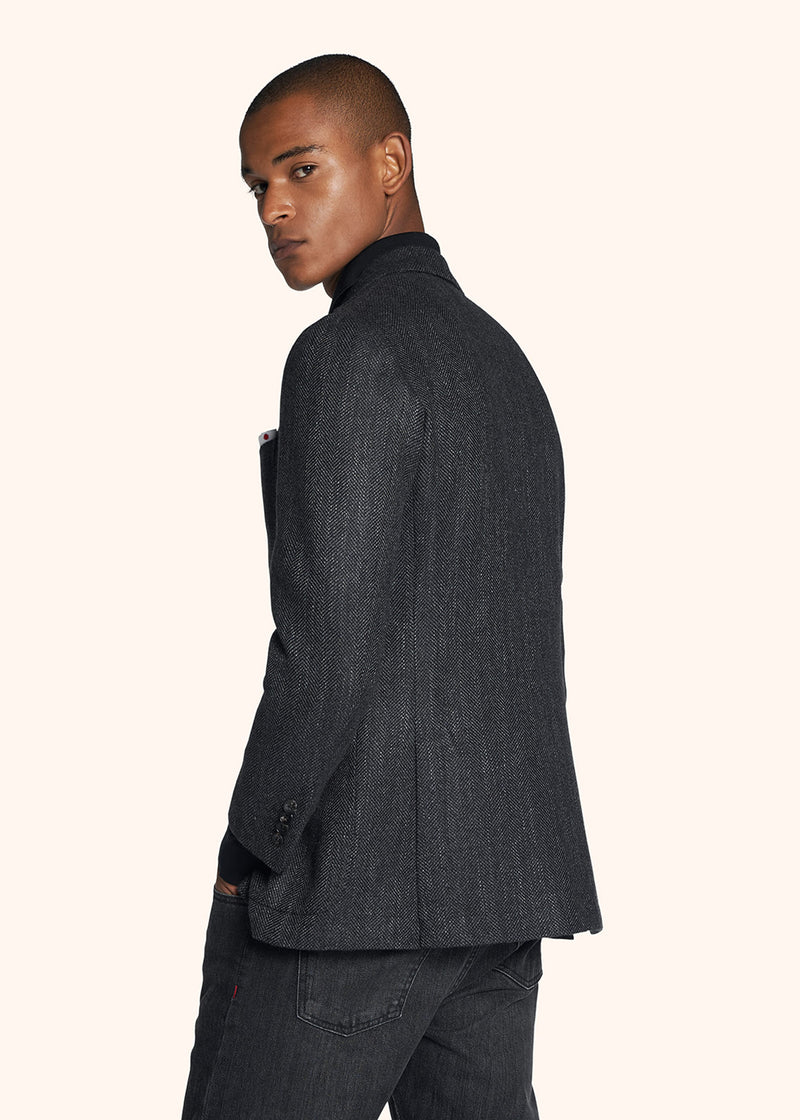 Kiton dark grey single-breasted jacket for man, made of cashmere - 3