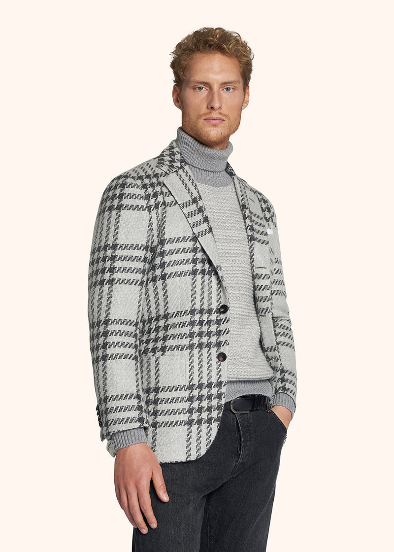 Kiton light grey single-breasted jacket for man, made of cashmere - 2