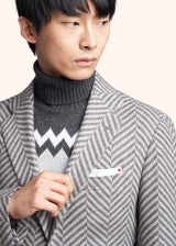 Kiton medium grey single-breasted jacket for man, made of cashmere - 4