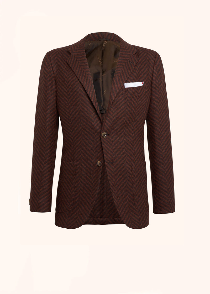 Kiton brown single-breasted jacket for man, made of cashmere