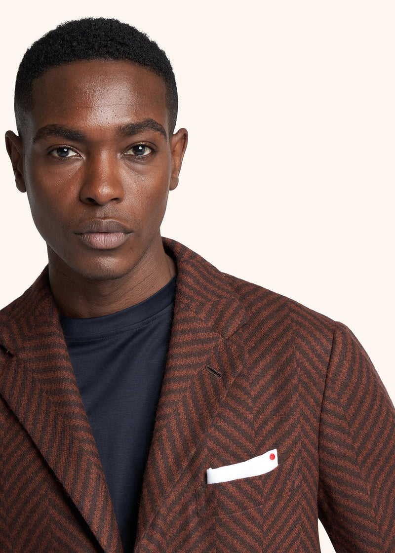 Kiton brown single-breasted jacket for man, made of cashmere - 4