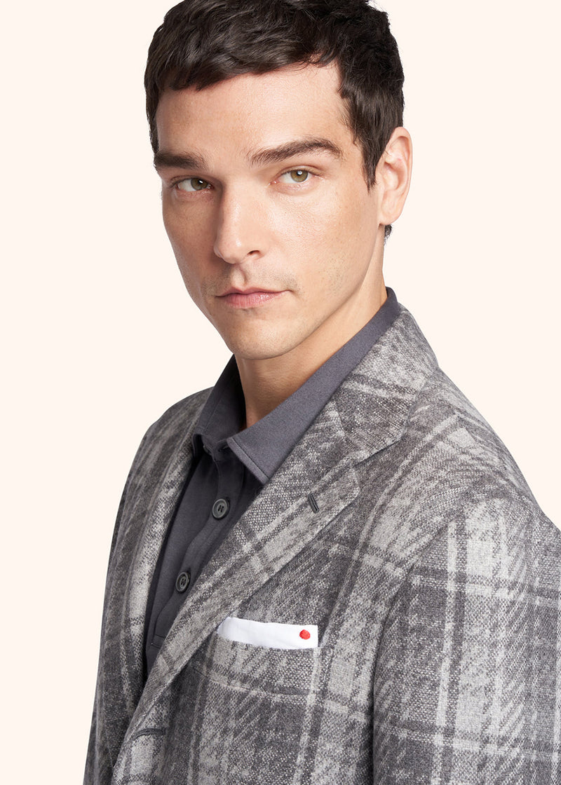 Kiton medium grey single-breasted jacket for man, made of cashmere - 4