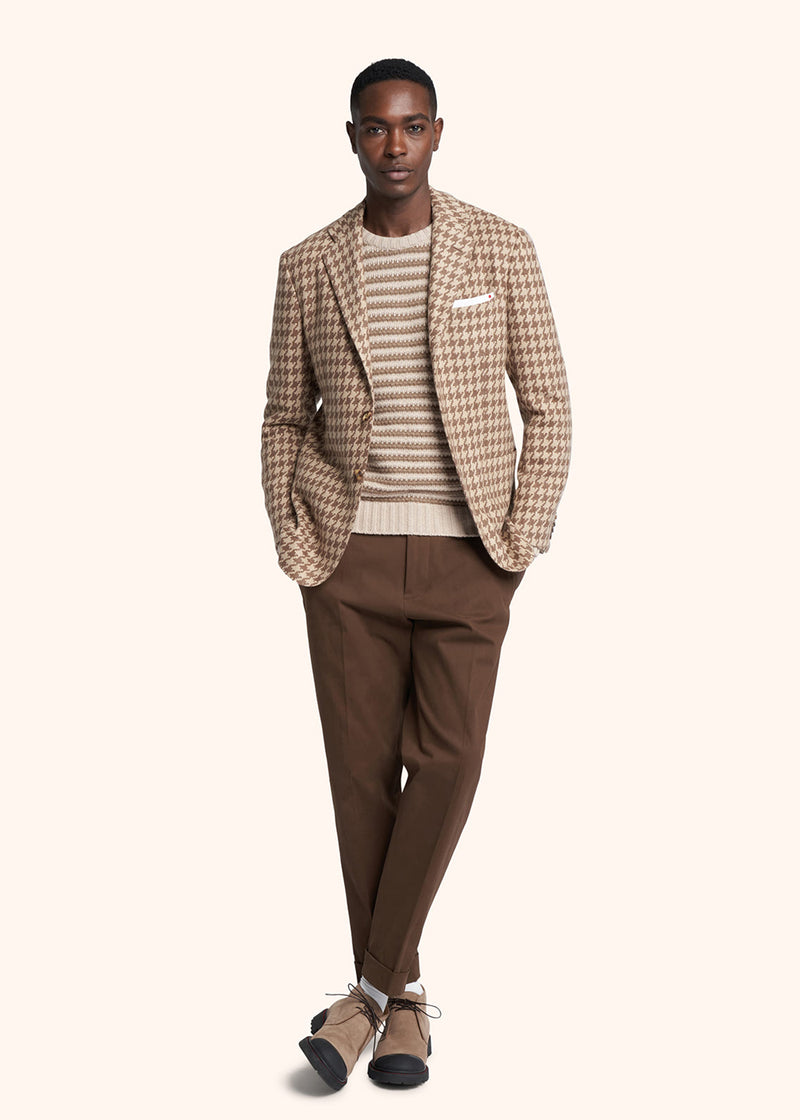 Kiton beige single-breasted jacket for man, made of cashmere - 5