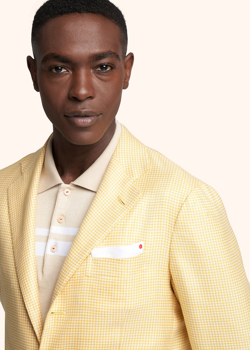 Kiton yellow single-breasted jacket for man, made of cashmere - 4