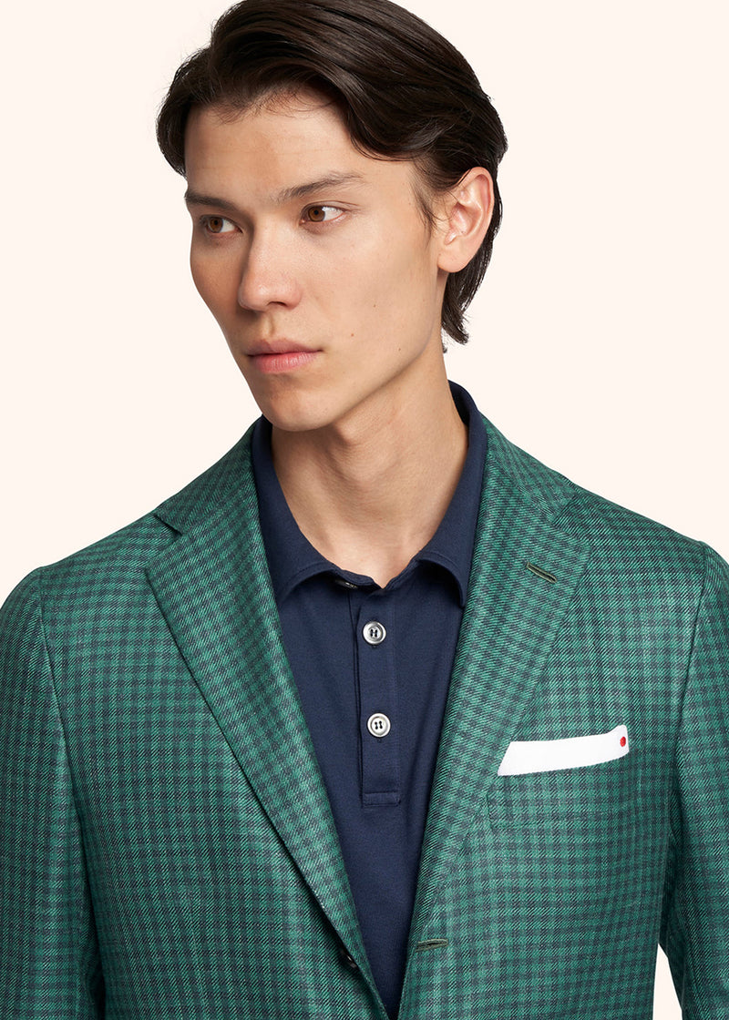 Kiton green single-breasted jacket for man, made of cashmere - 4