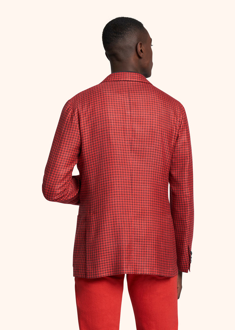 Kiton red single-breasted jacket for man, made of cashmere - 3