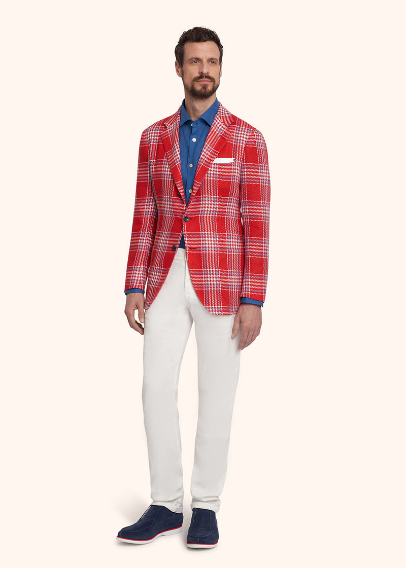 Kiton red single-breasted jacket for man, made of cashmere - 5