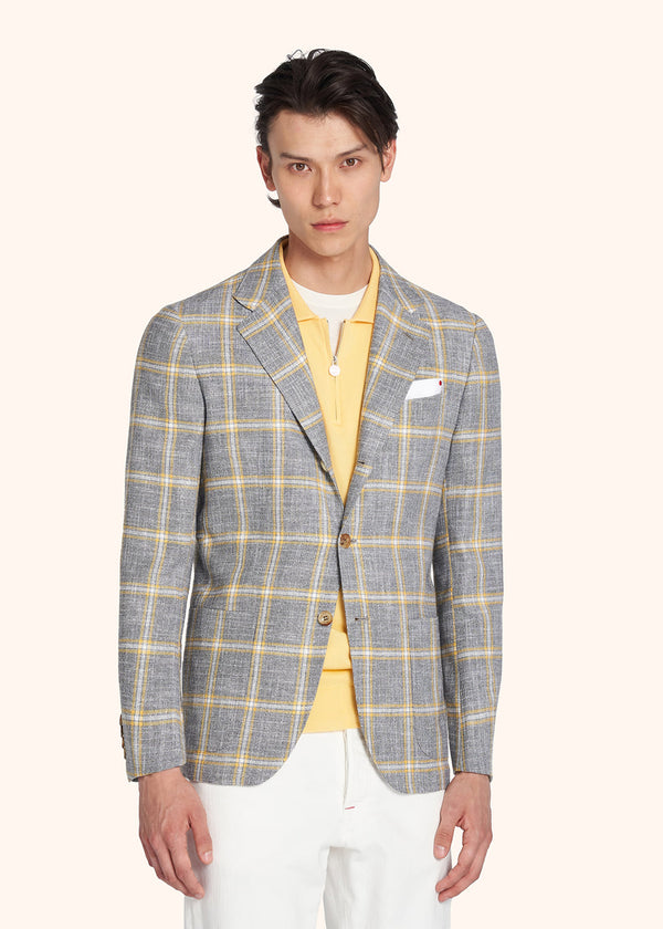 Kiton yellow single-breasted jacket for man, made of cashmere - 2