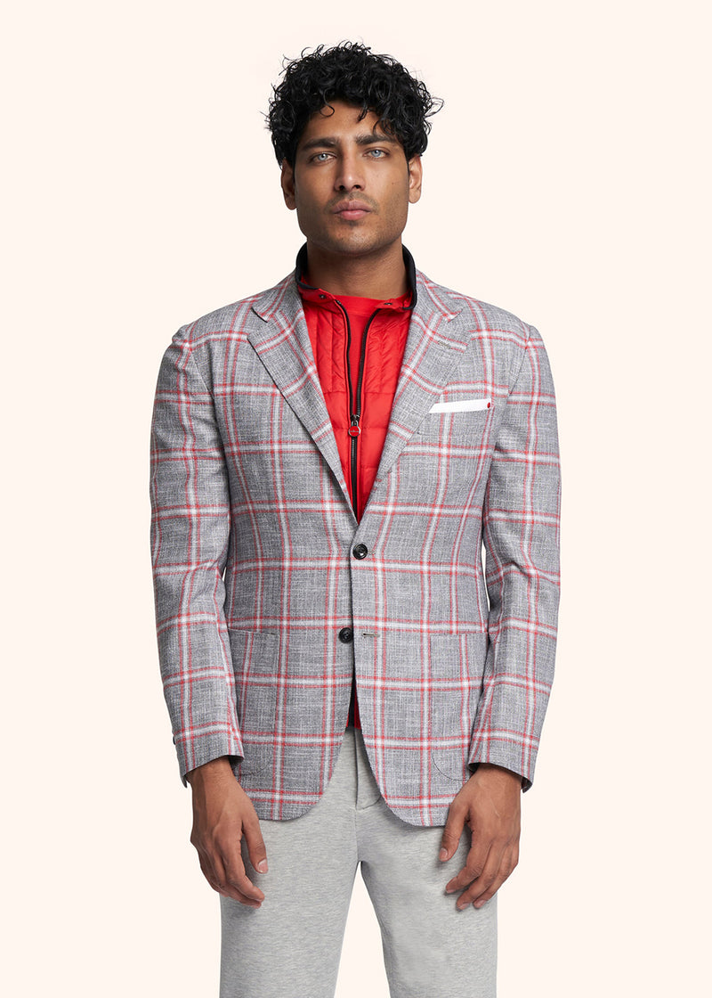 Kiton red single-breasted jacket for man, made of cashmere - 2