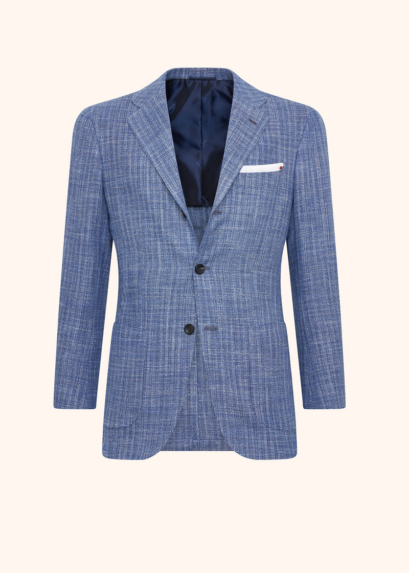 Kiton sky blue single-breasted jacket for man, made of cashmere