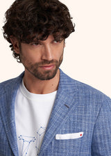 Kiton sky blue single-breasted jacket for man, made of cashmere - 4