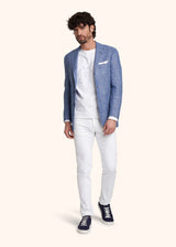 Kiton sky blue single-breasted jacket for man, made of cashmere - 5