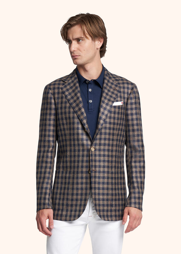 Kiton brown single-breasted jacket for man, made of wool - 2