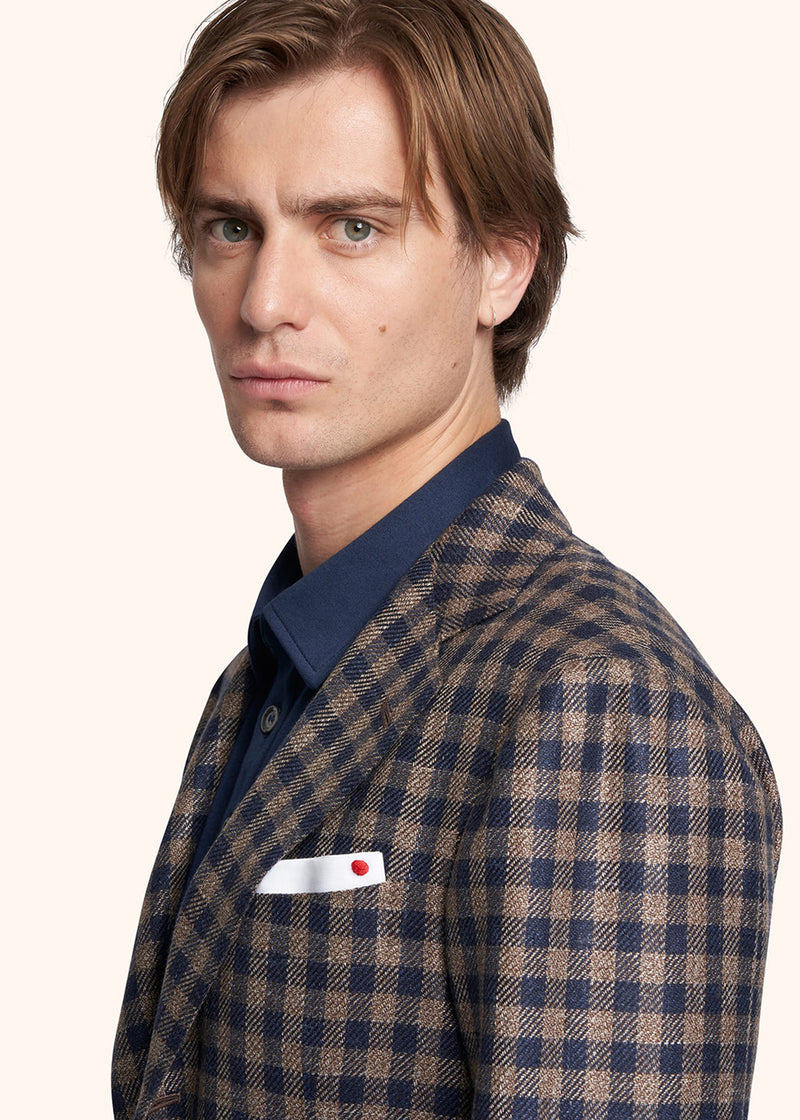 Kiton brown single-breasted jacket for man, made of wool - 4