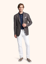 Kiton brown single-breasted jacket for man, made of wool - 5