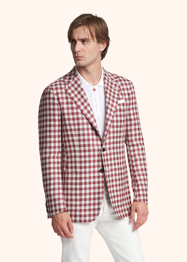 Kiton red single-breasted jacket for man, made of wool - 2