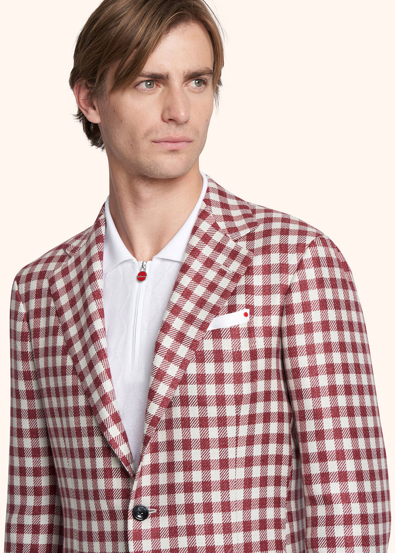 Kiton red single-breasted jacket for man, made of wool - 4