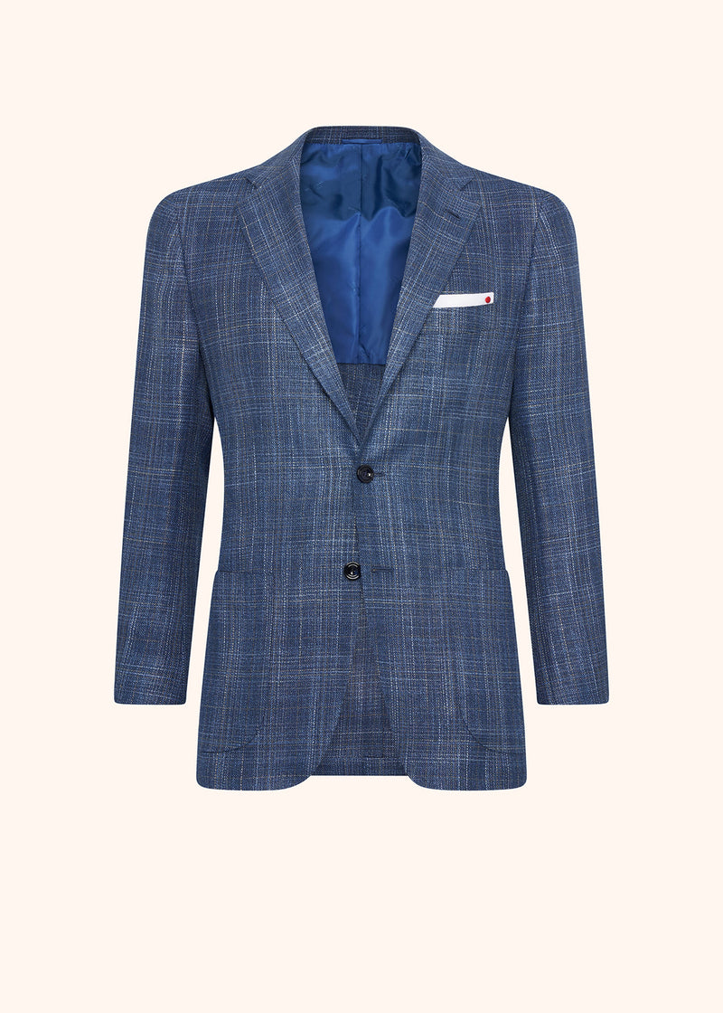 Kiton blue single-breasted jacket for man, made of virgin wool