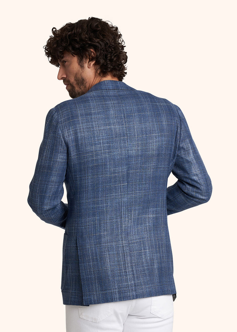 Kiton blue single-breasted jacket for man, made of virgin wool - 3