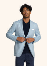 Kiton sky blue single-breasted jacket for man, made of virgin wool - 2