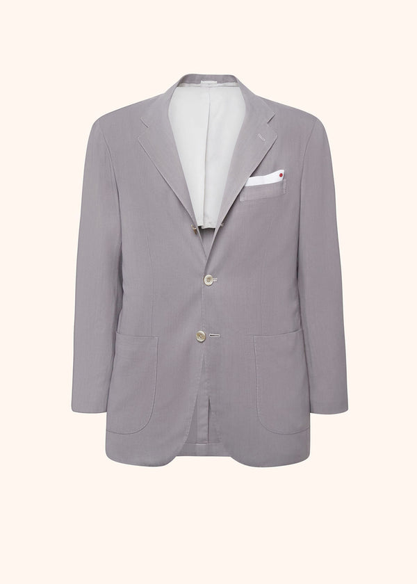Kiton light grey single-breasted jacket for man, made of cashmere