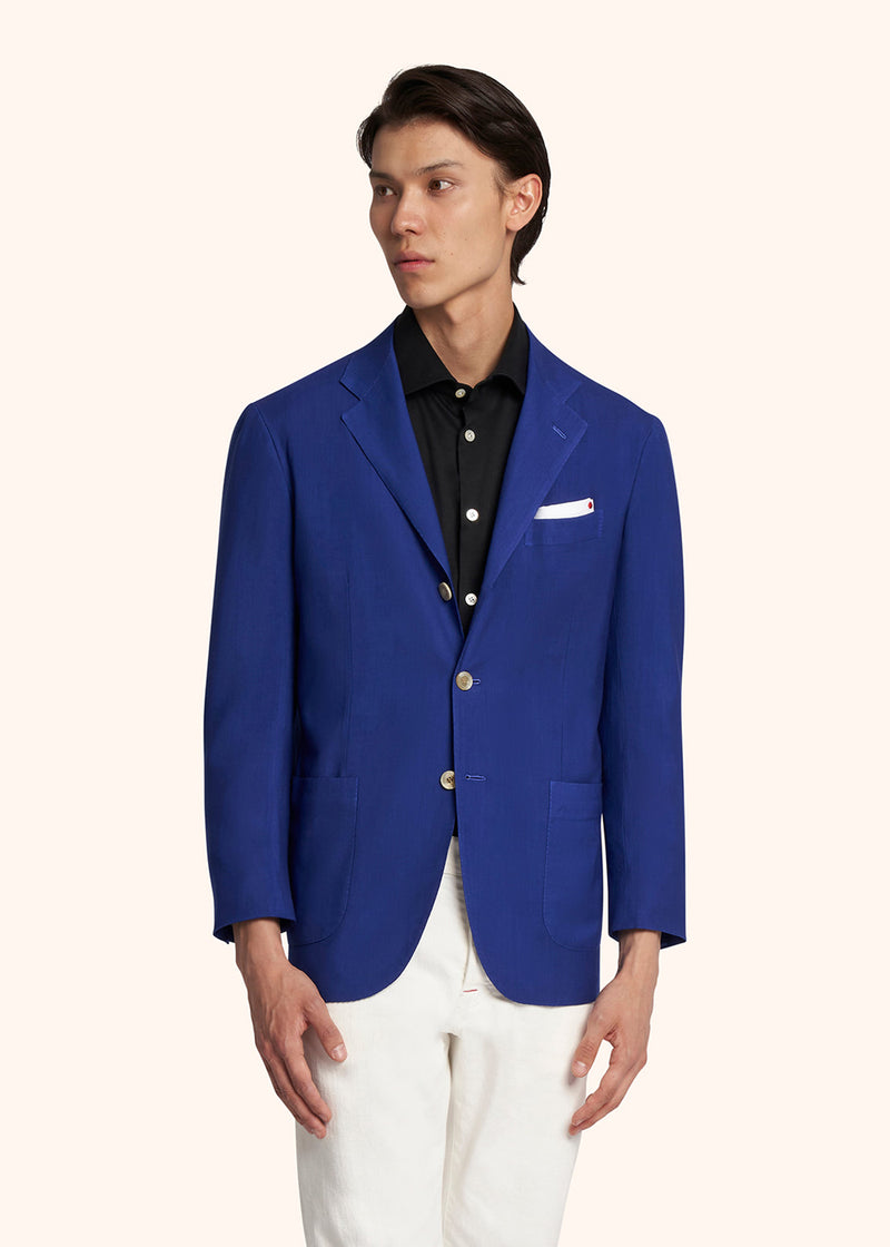 Kiton ink blue single-breasted jacket for man, made of cashmere - 2