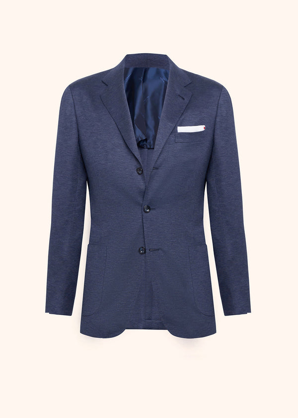 Kiton blue single-breasted jacket for man, made of cashmere