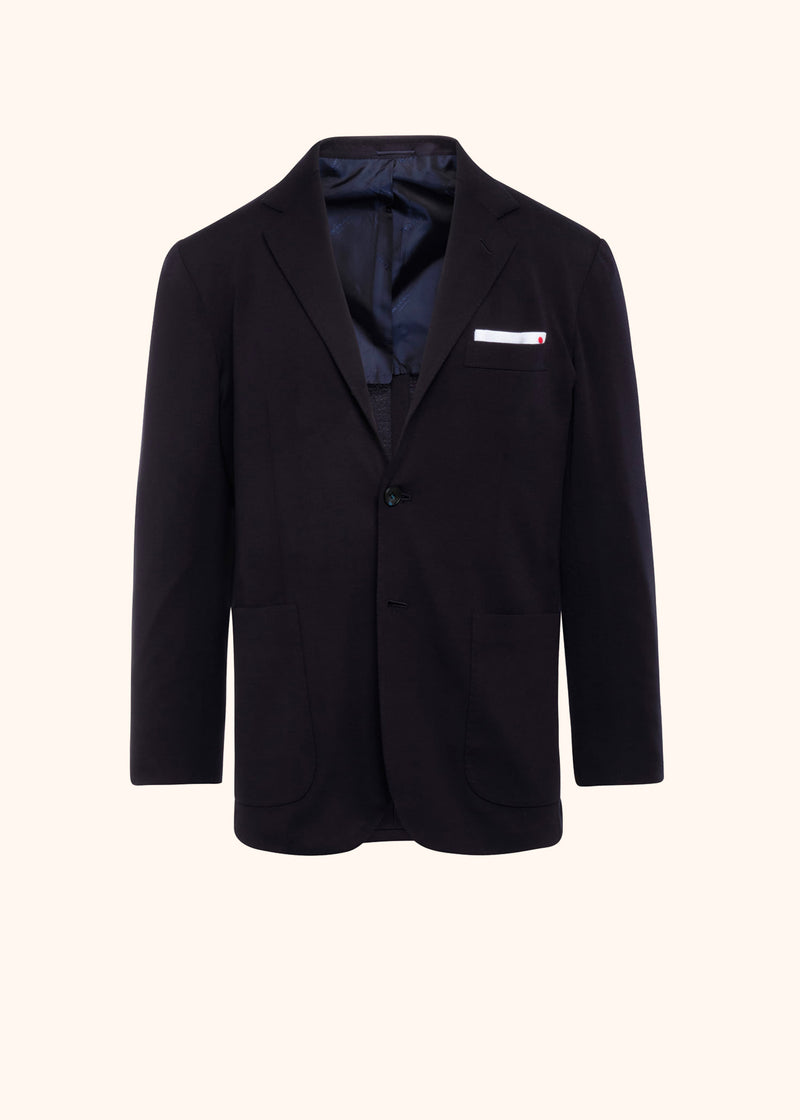 Kiton blue single-breasted jacket for man, made of virgin wool