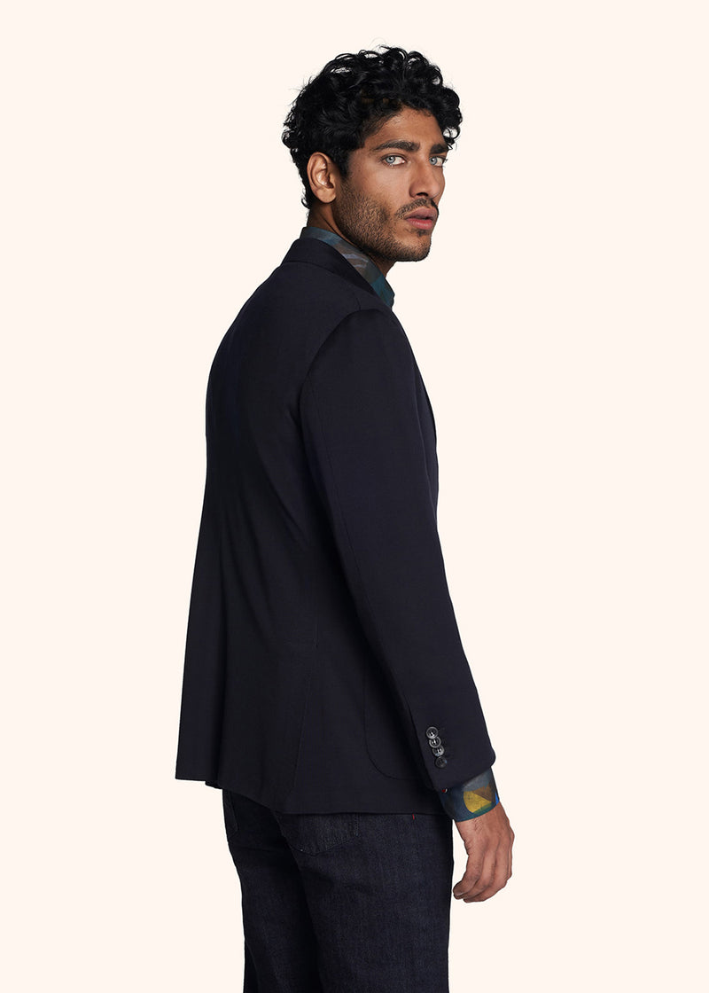 Kiton blue single-breasted jacket for man, made of virgin wool - 3