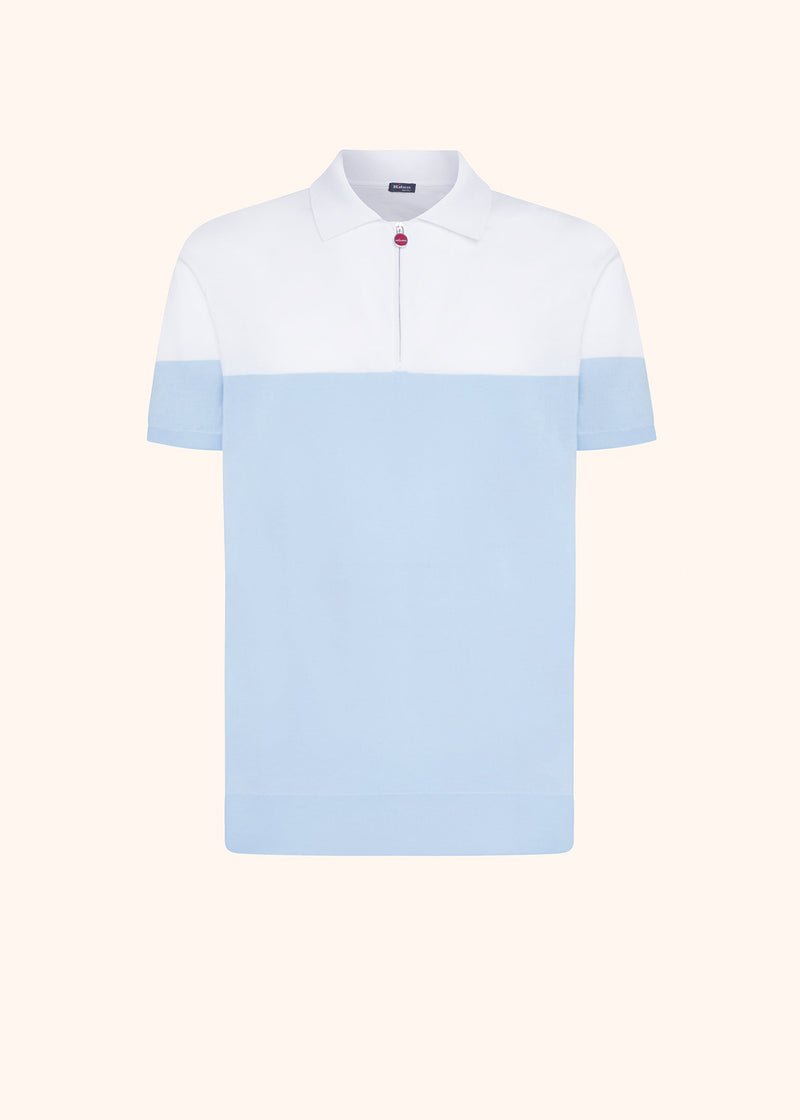 Kiton white/sky jersey poloshirt for man, made of cotton