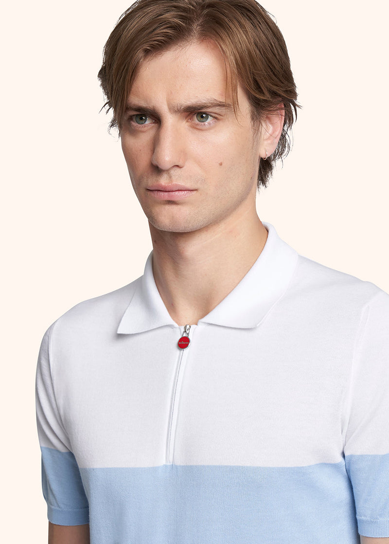 Kiton white/sky jersey poloshirt for man, made of cotton - 4