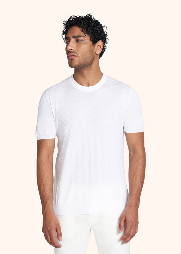 Kiton white jersey round neck for man, made of cotton - 2