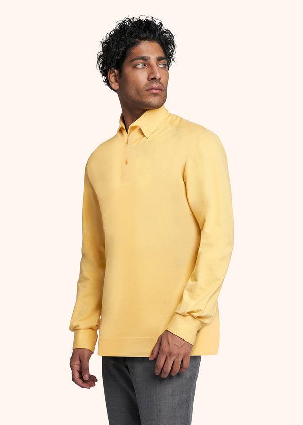 Kiton yellow poloshirt ls for man, made of cotton - 2
