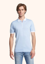 Kiton sky/white poloshirt for man, made of cotton - 2