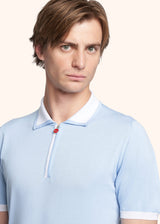 Kiton sky/white poloshirt for man, made of cotton - 4