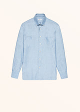 Kiton blue heavenly shirt for man, made of cotton