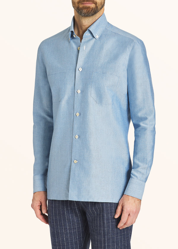 Kiton blue heavenly shirt for man, made of cotton - 2