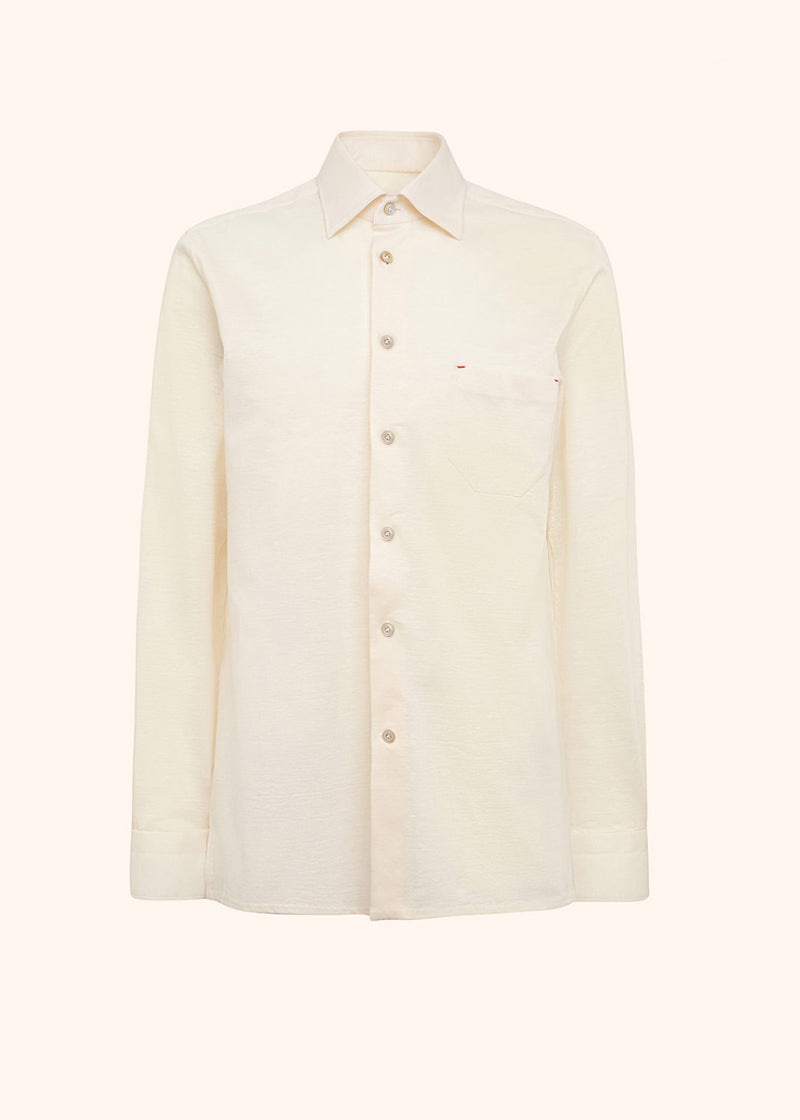 Kiton cream white shirt for man, made of linen